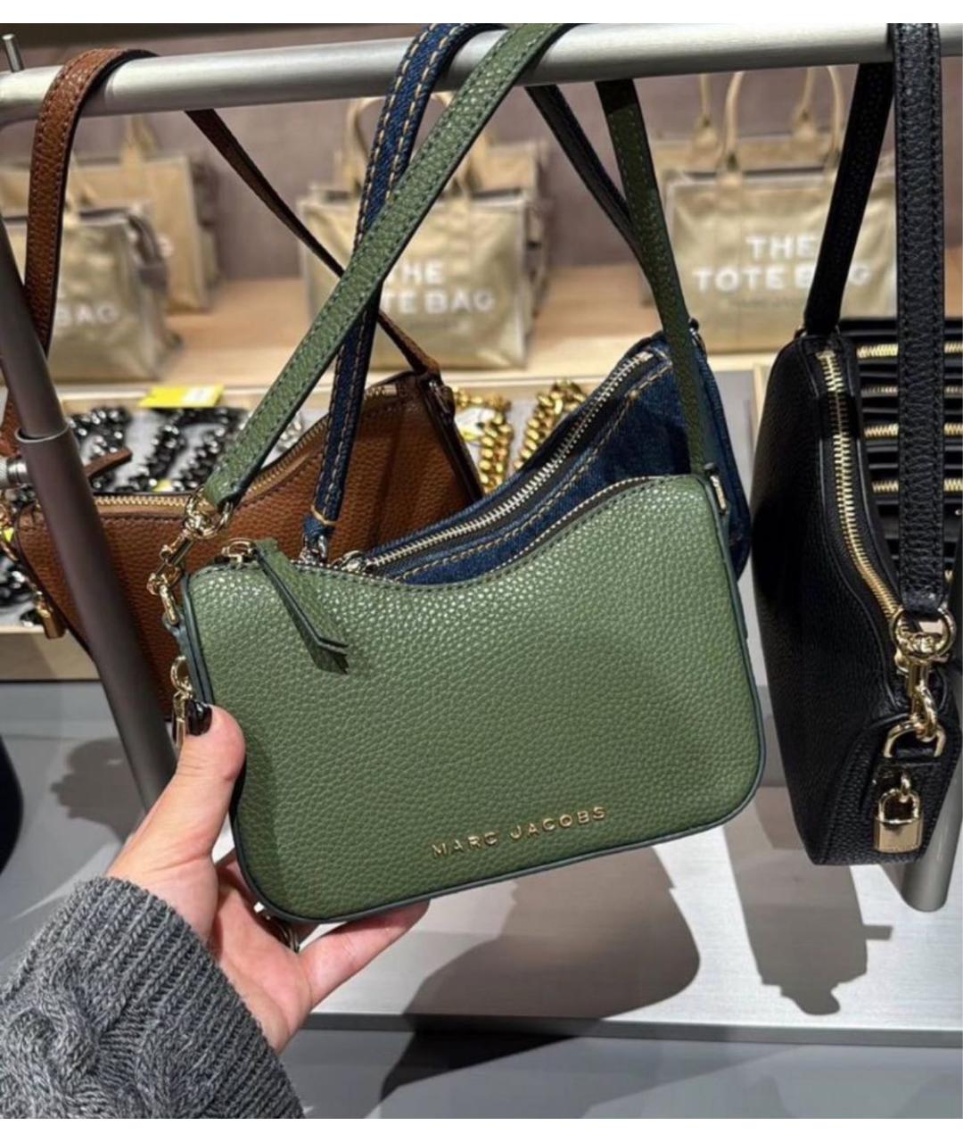 MARC JACOBS Зеленая кожаная сумка с короткими ручками, фото 4