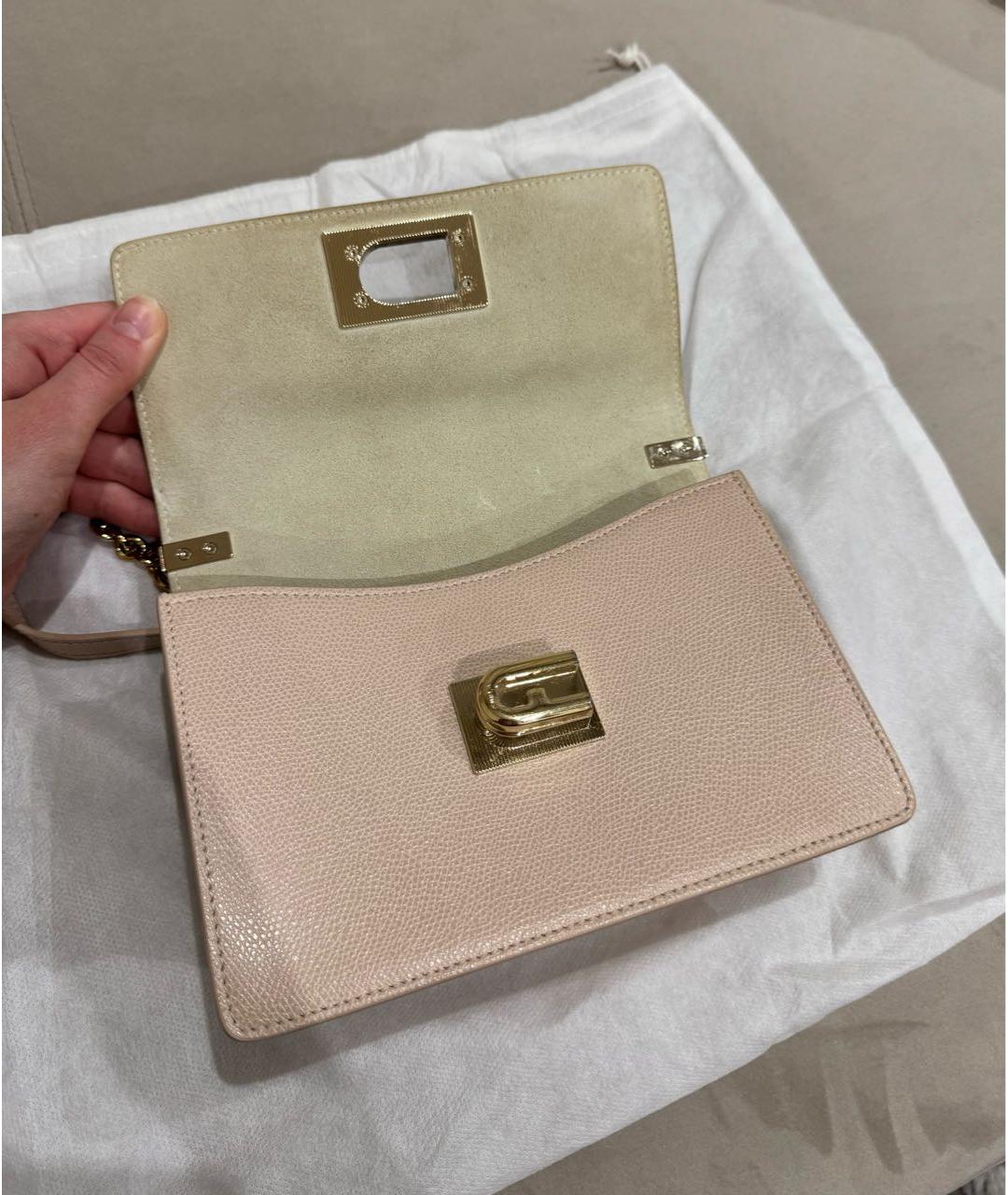 FURLA Бежевая кожаная сумка через плечо, фото 4