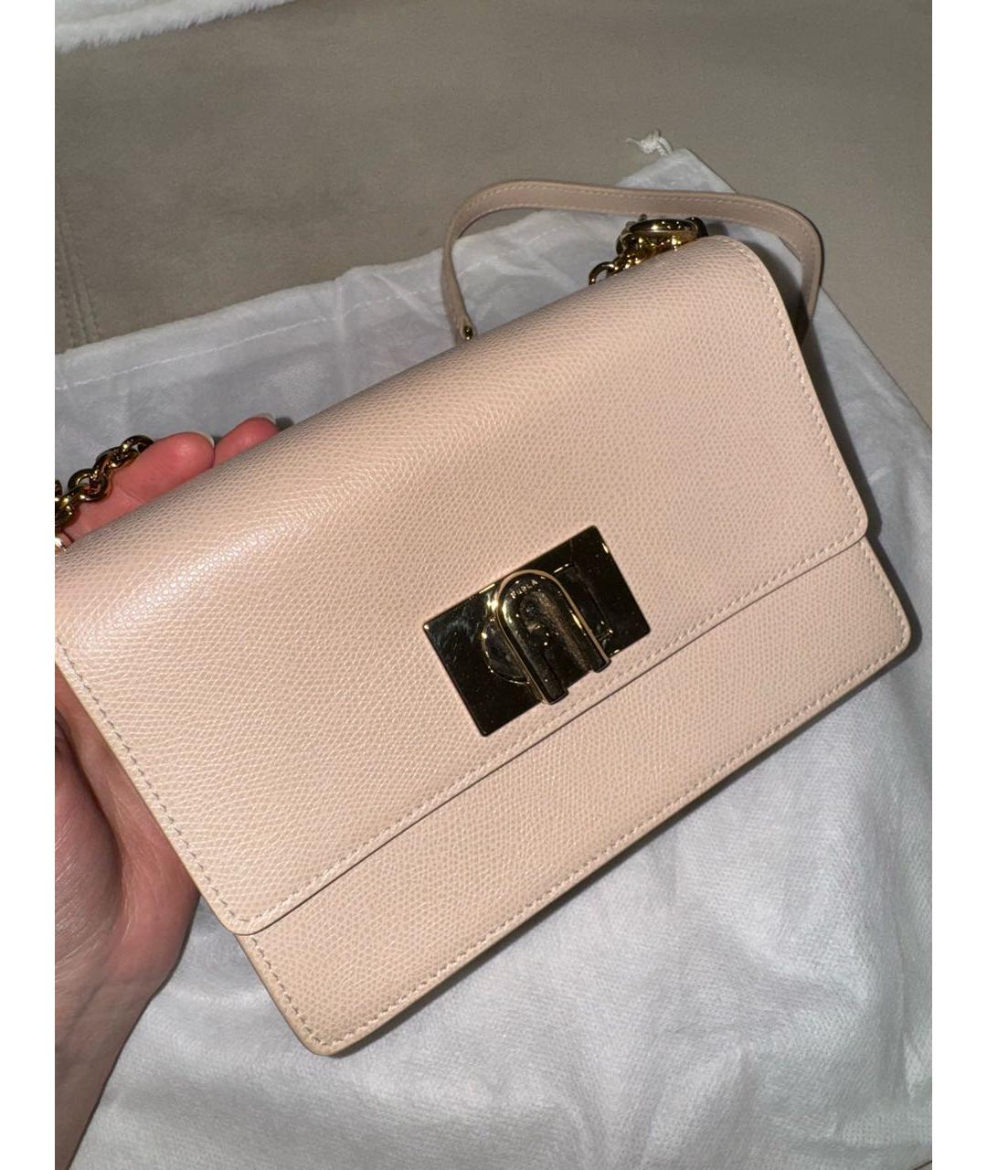 FURLA Бежевая кожаная сумка через плечо, фото 2