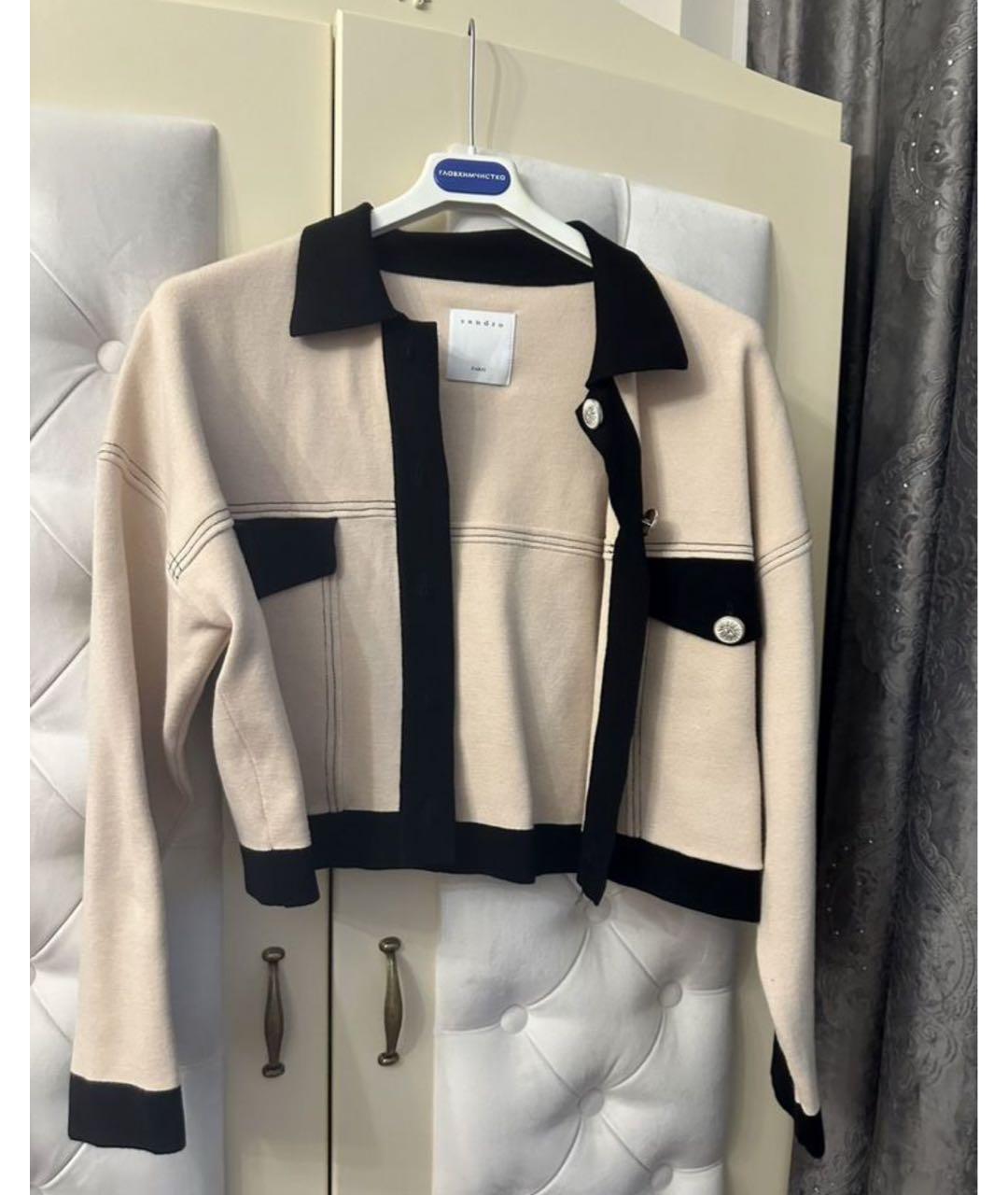 SANDRO Бежевый хлопковый жакет/пиджак, фото 4