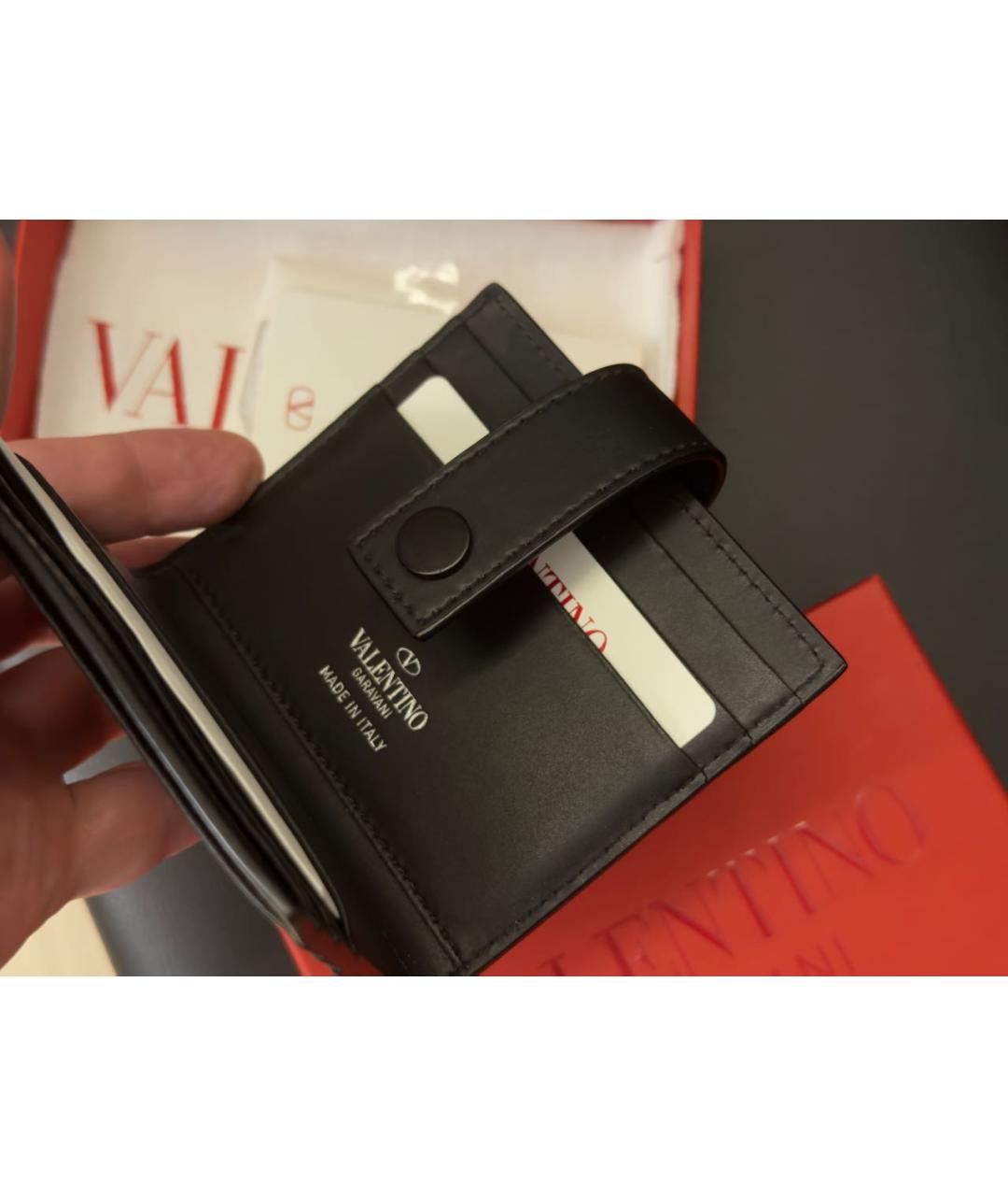VALENTINO Черный кожаный кардхолдер, фото 4