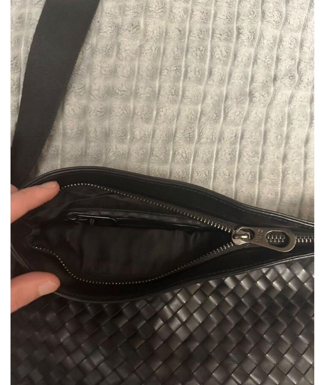 BOTTEGA VENETA Черная кожаная поясная сумка, фото 3