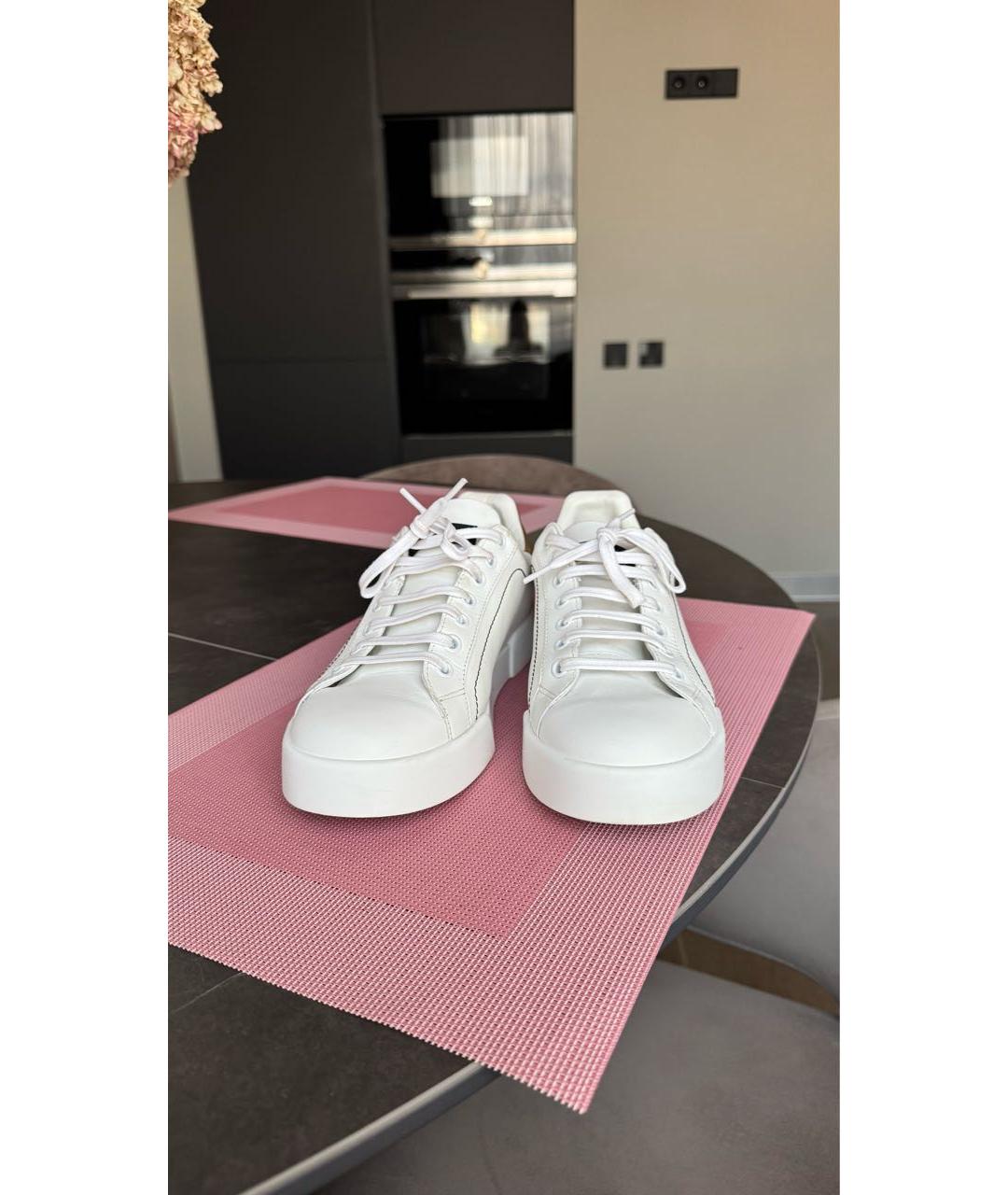 DOLCE&GABBANA Белые кожаные кеды, фото 2