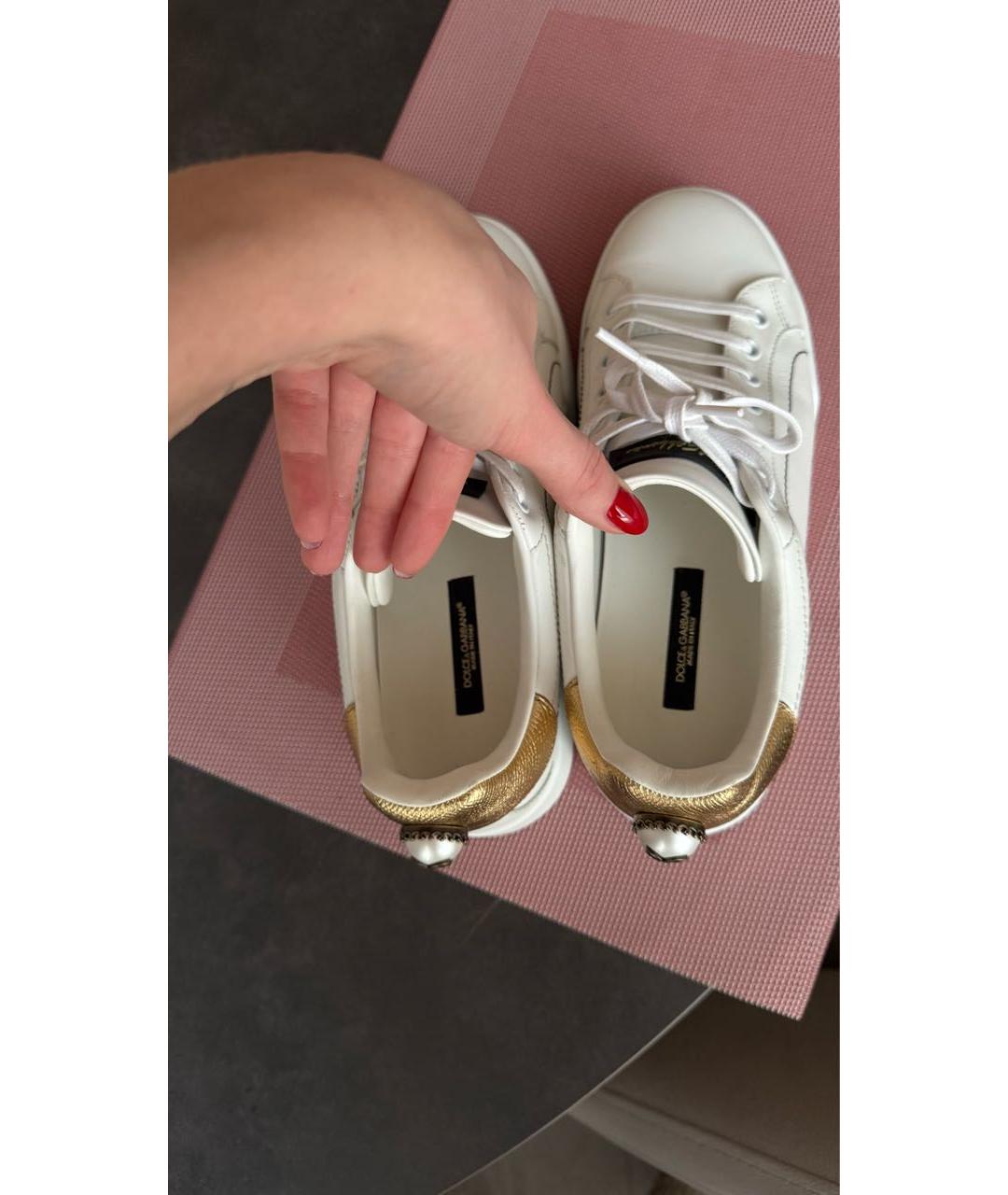 DOLCE&GABBANA Белые кожаные кеды, фото 3