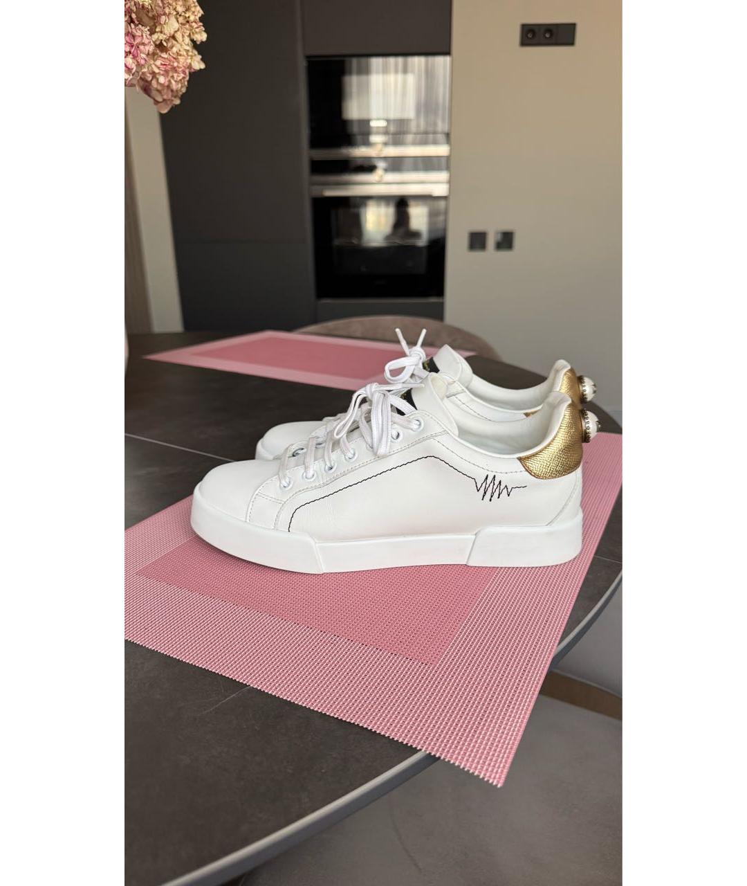 DOLCE&GABBANA Белые кожаные кеды, фото 5