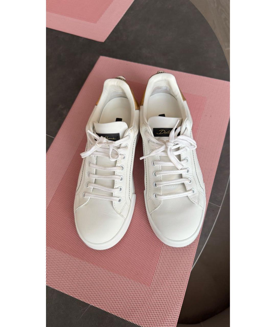 DOLCE&GABBANA Белые кожаные кеды, фото 4