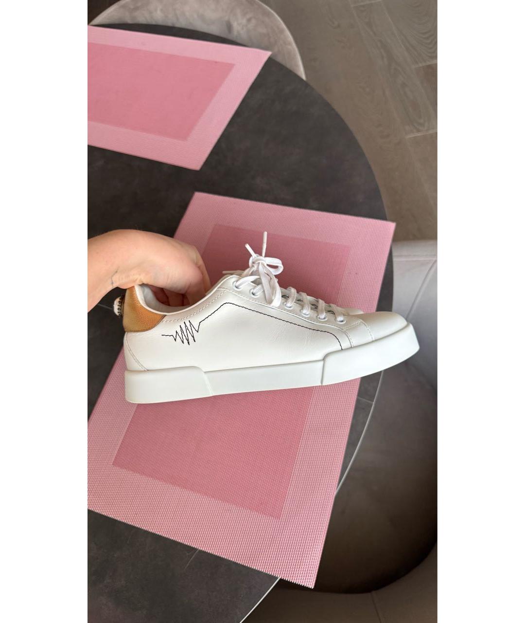 DOLCE&GABBANA Белые кожаные кеды, фото 6