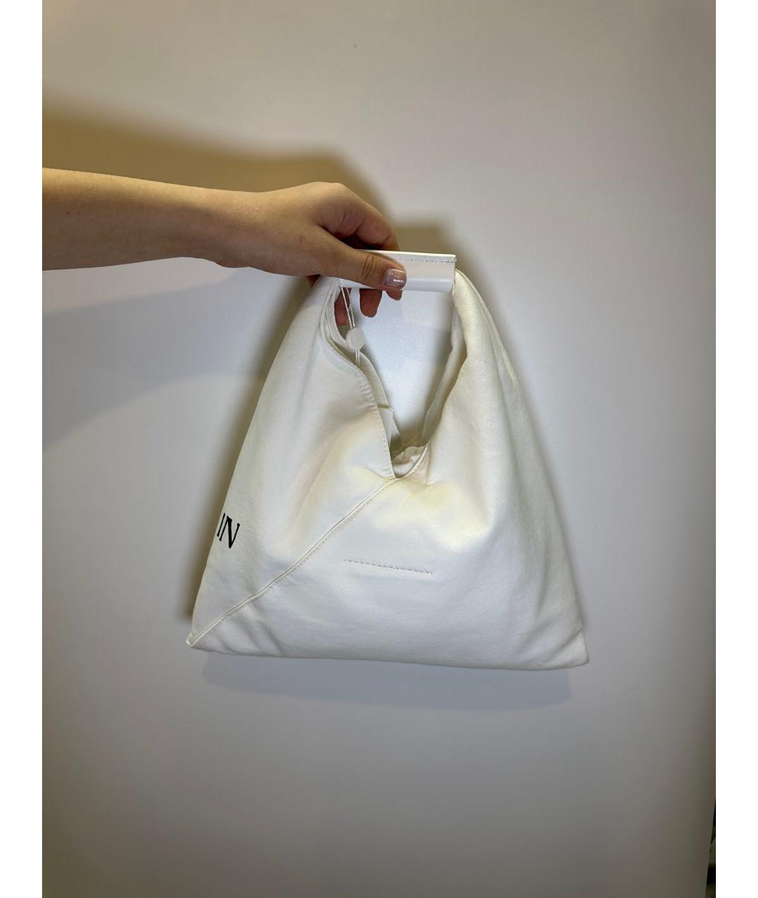 MM6 MAISON MARGIELA Белая хлопковая сумка с короткими ручками, фото 2