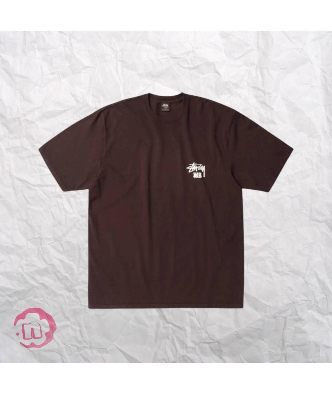 STUSSY Коричневая хлопковая футболка, фото 4
