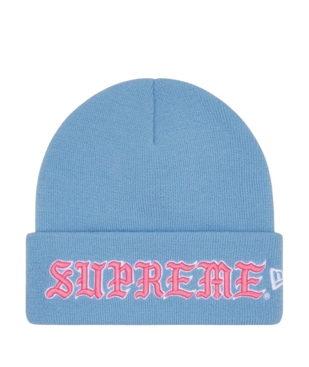 SUPREME Голубая хлопковая шапка, фото 1