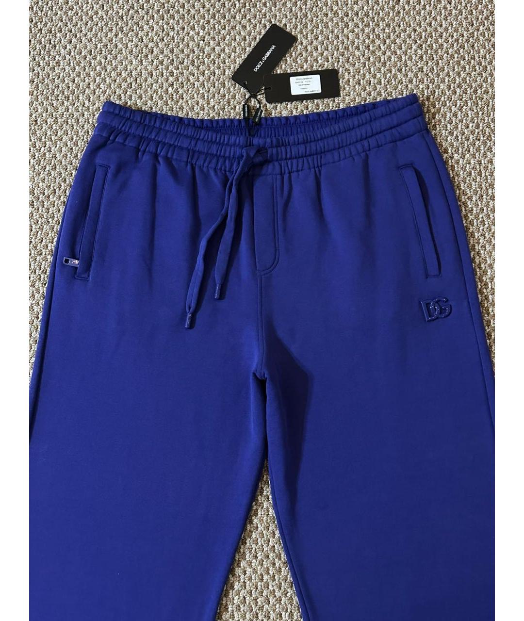 DOLCE&GABBANA Фиолетовые хлопковые повседневные брюки, фото 4