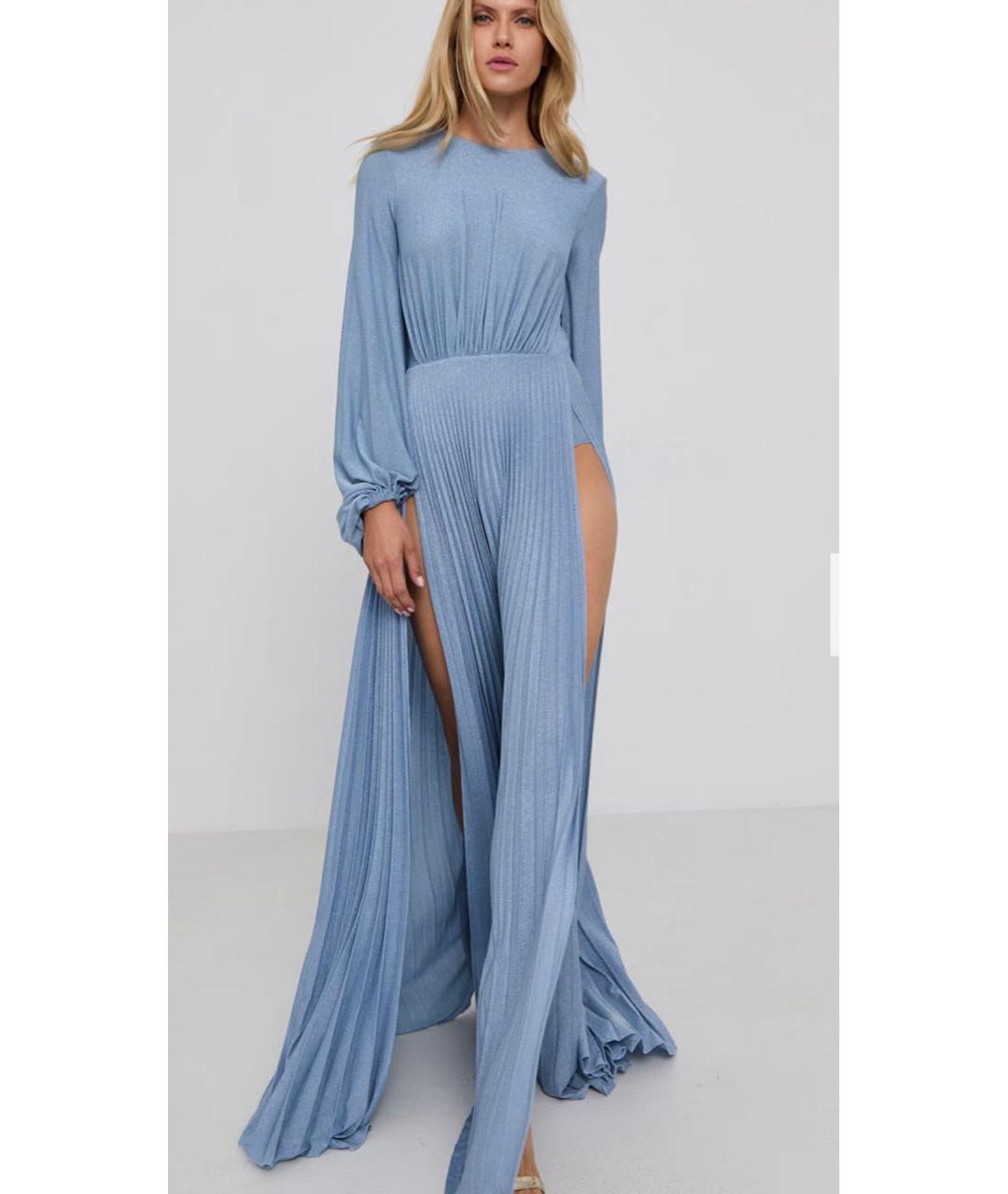 ELISABETTA FRANCHI Голубое вискозное вечернее платье, фото 2