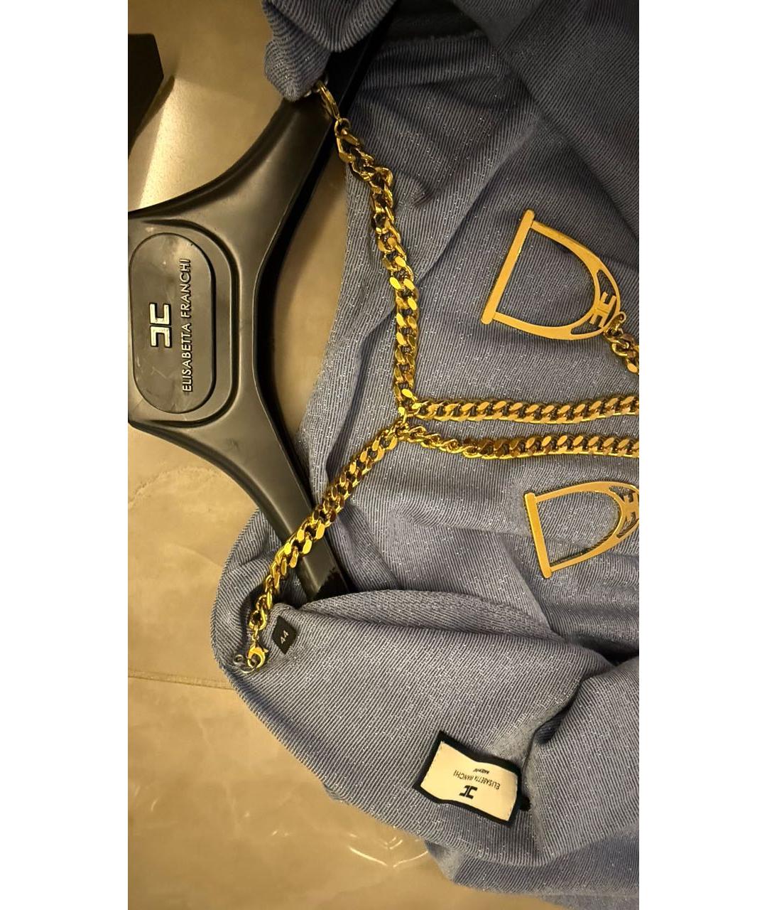 ELISABETTA FRANCHI Голубое вискозное вечернее платье, фото 5