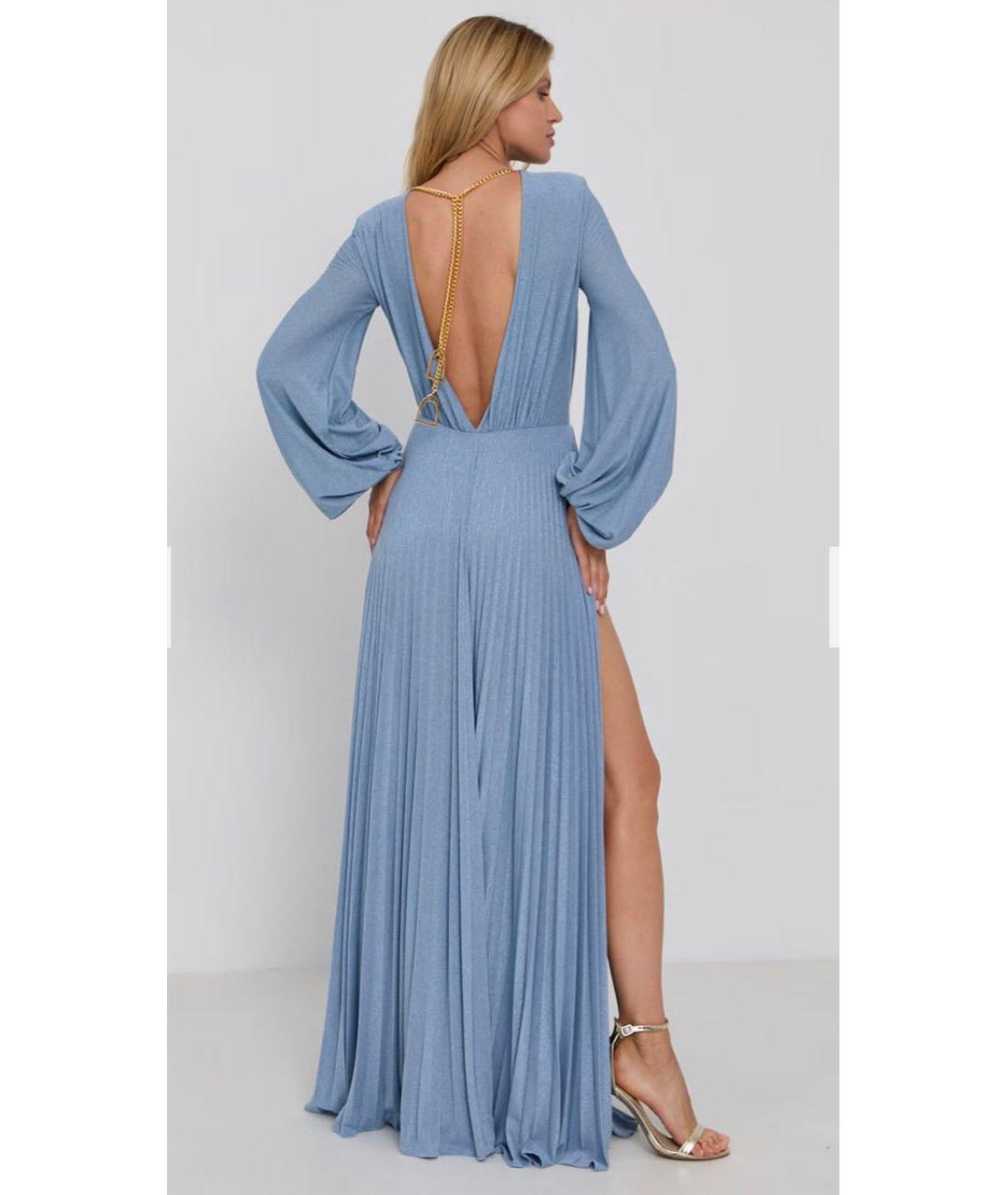ELISABETTA FRANCHI Голубое вискозное вечернее платье, фото 3