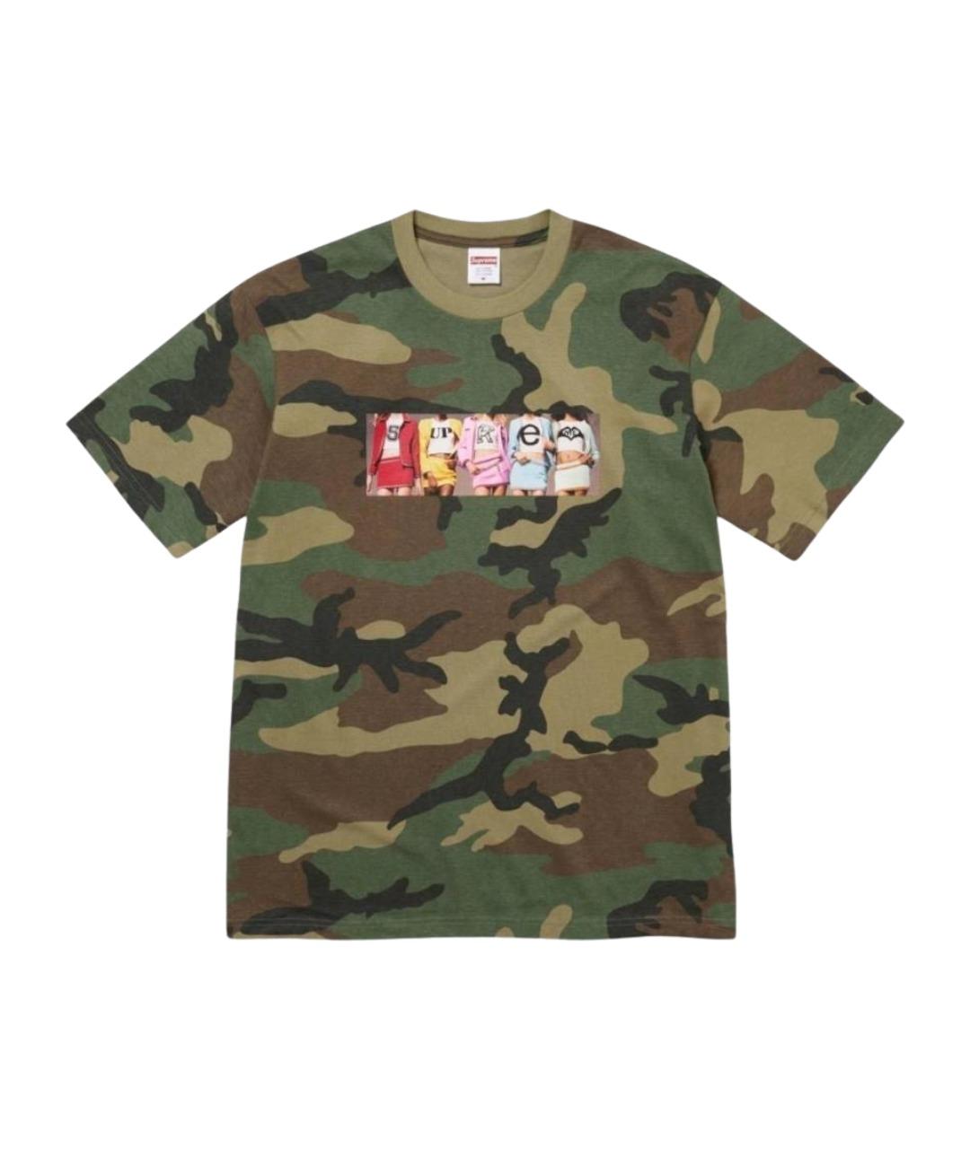 SUPREME Хаки хлопковая футболка, фото 1