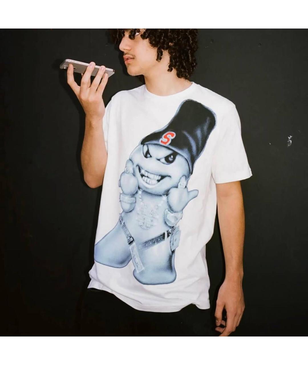 SUPREME Белая хлопковая футболка, фото 3