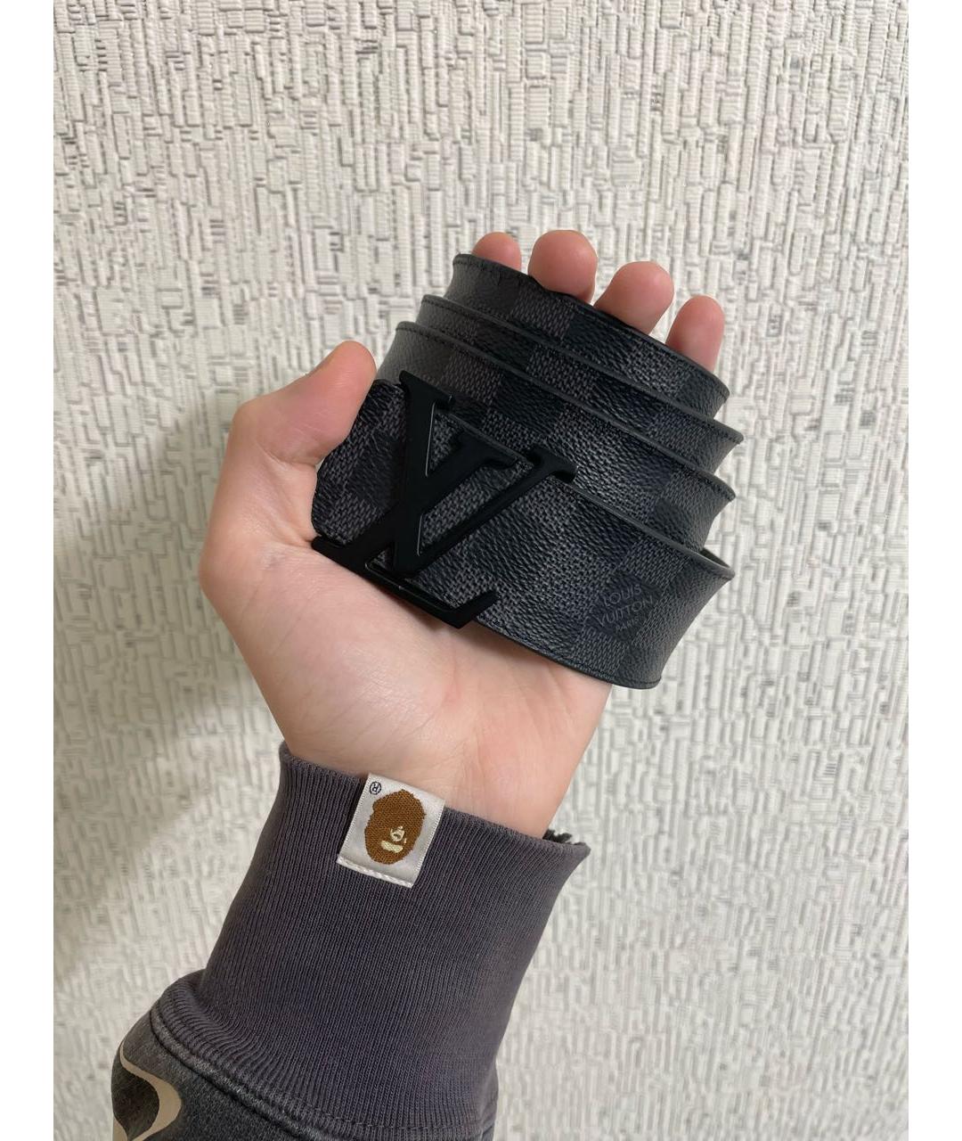 LOUIS VUITTON Черный кожаный ремень, фото 5