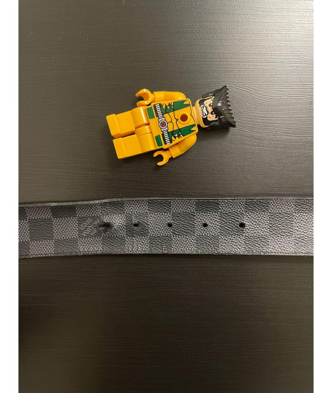 LOUIS VUITTON Черный кожаный ремень, фото 4