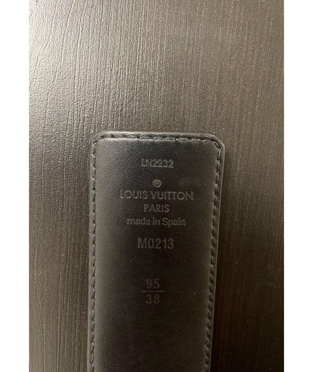 LOUIS VUITTON Черный кожаный ремень, фото 3