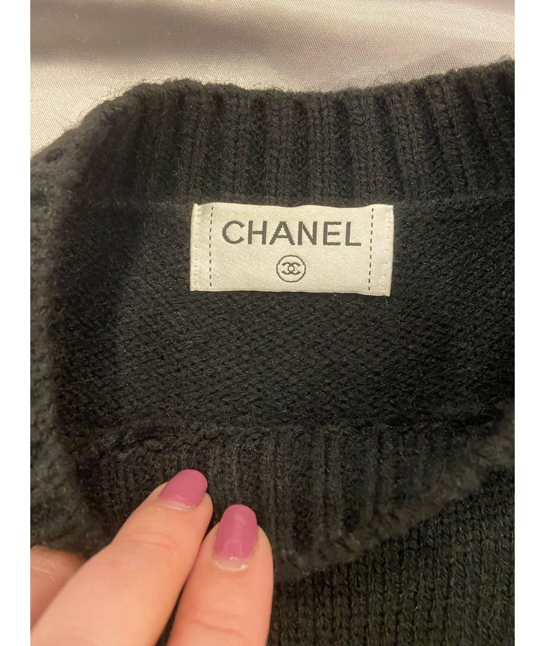 CHANEL Черный шерстяной джемпер / свитер, фото 2