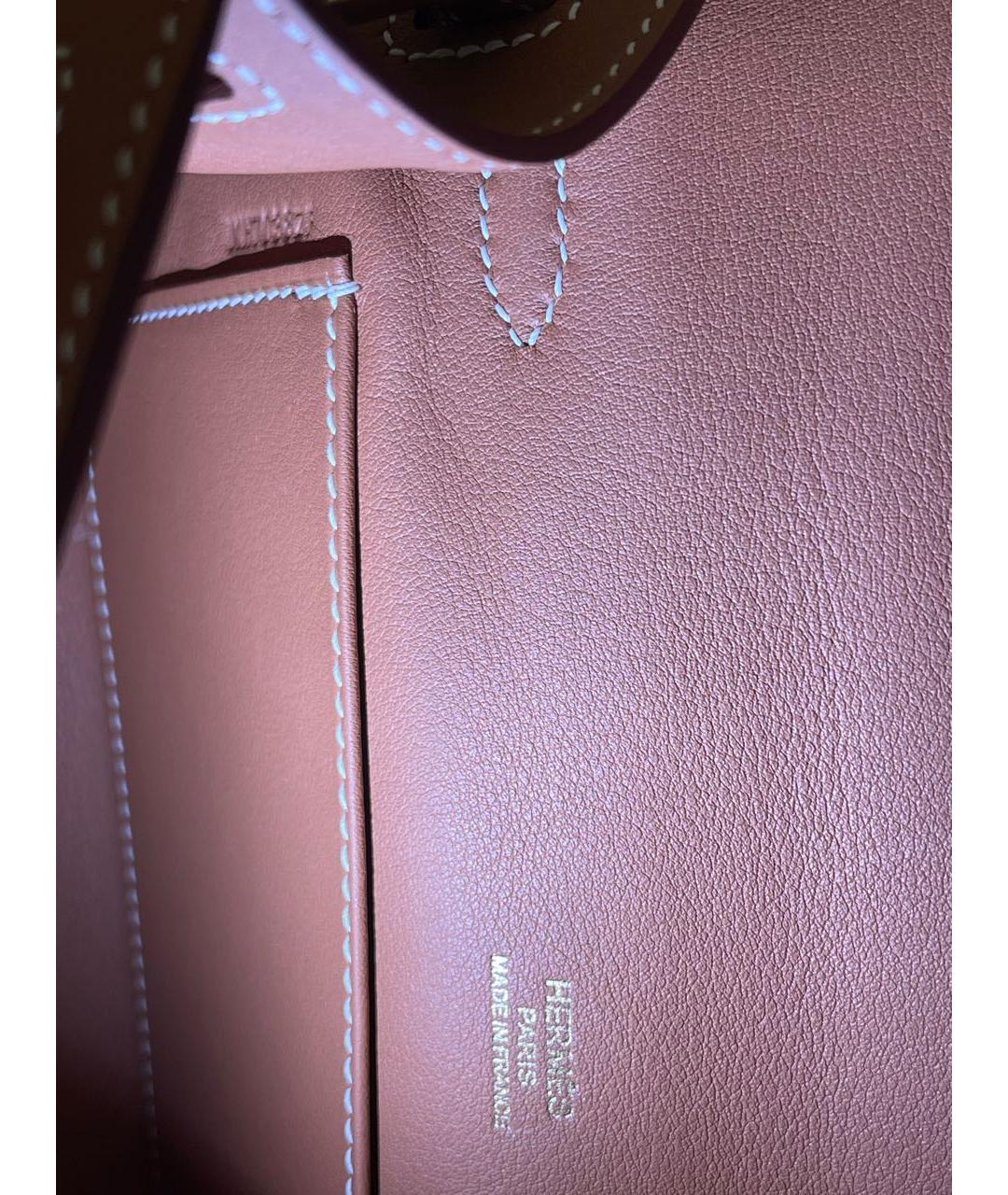 HERMES Коричневая кожаная сумка с короткими ручками, фото 5