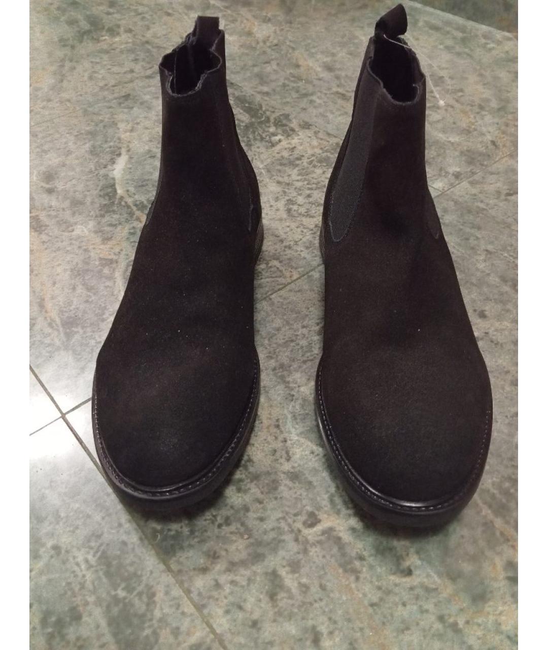 SANTONI Черные нубуковые высокие ботинки, фото 4