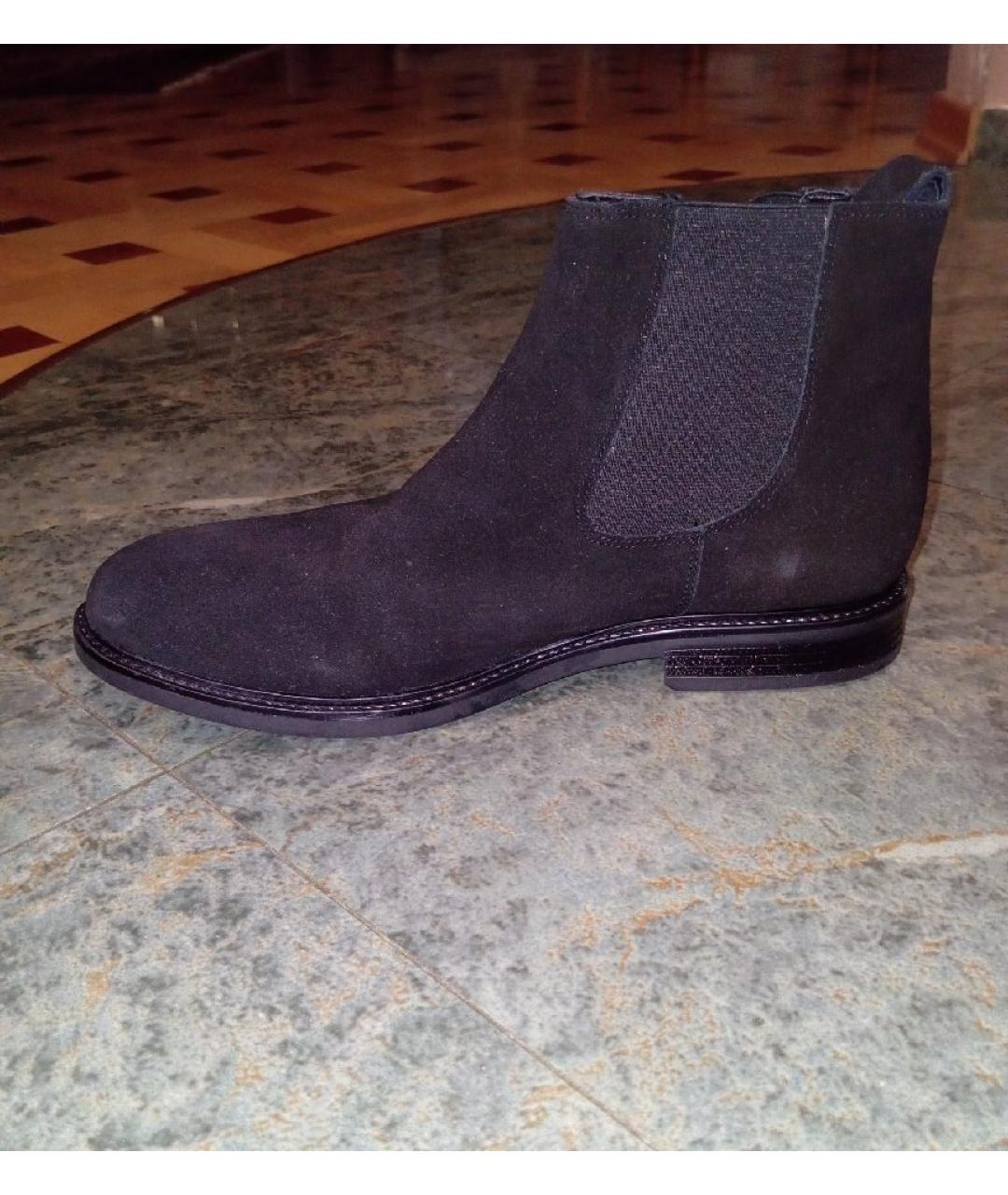 SANTONI Черные нубуковые высокие ботинки, фото 5