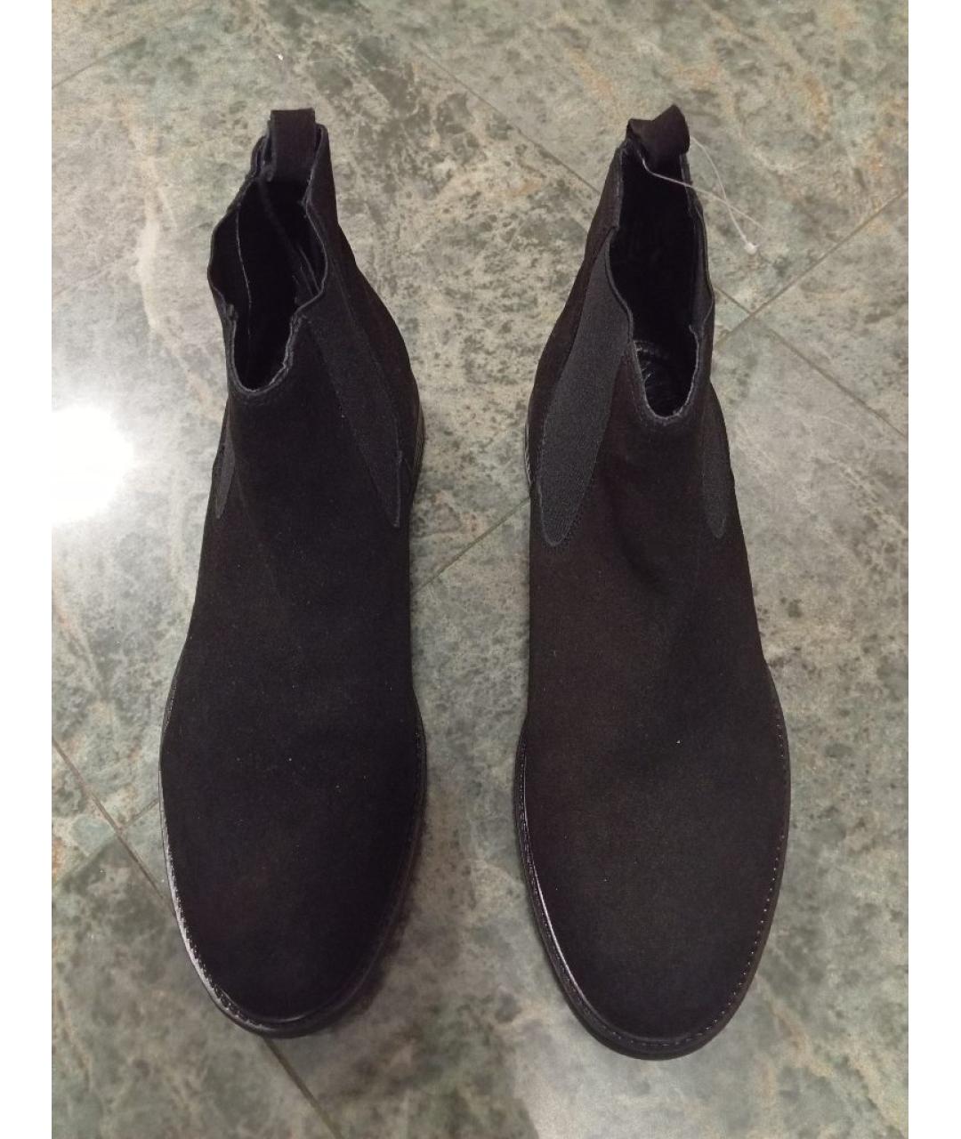 SANTONI Черные нубуковые высокие ботинки, фото 2