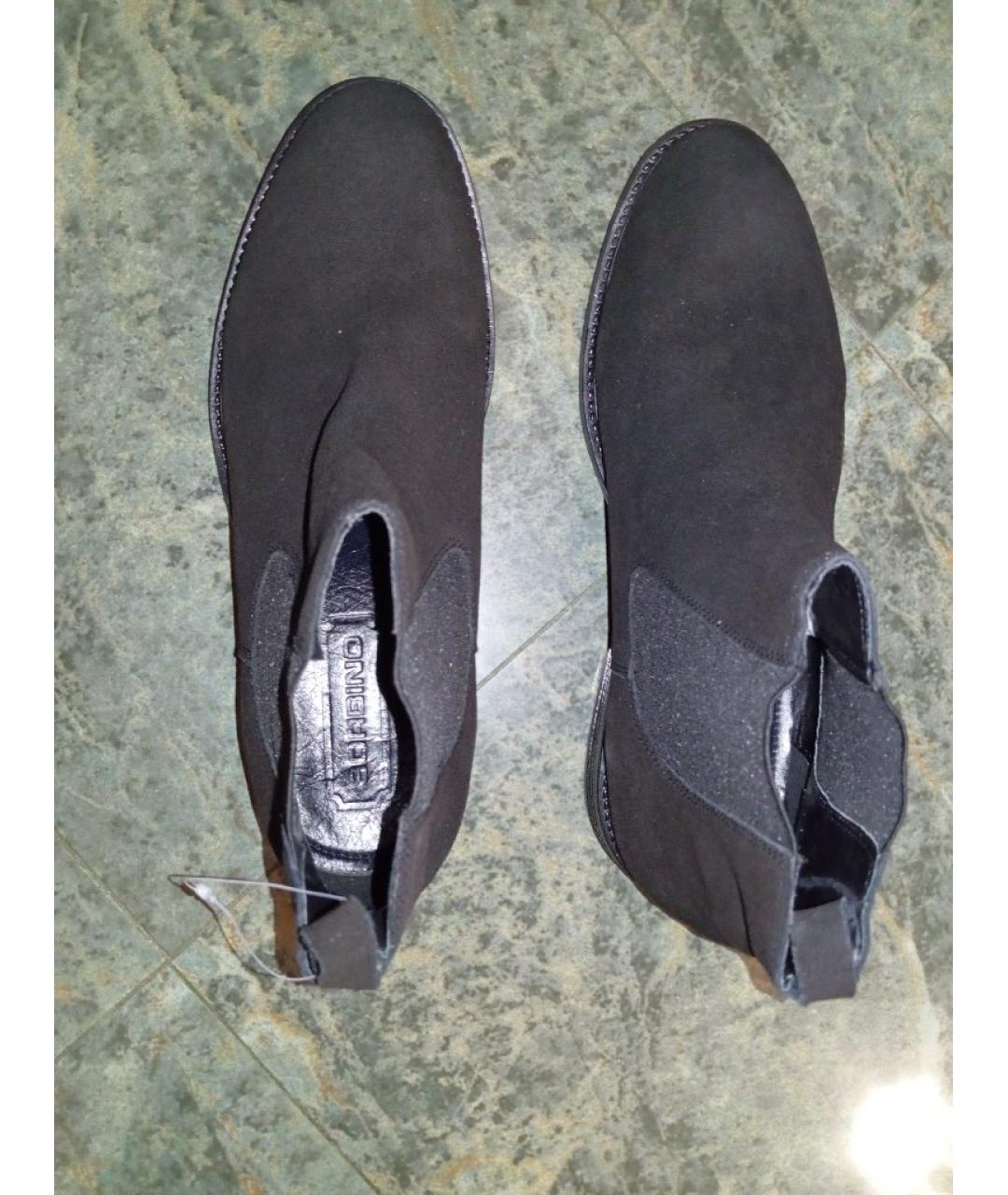 SANTONI Черные нубуковые высокие ботинки, фото 3