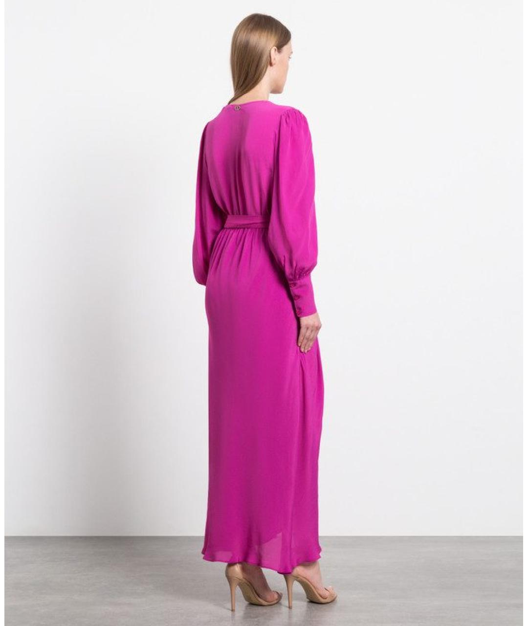 TWIN-SET Фуксия вискозное коктейльное платье, фото 3