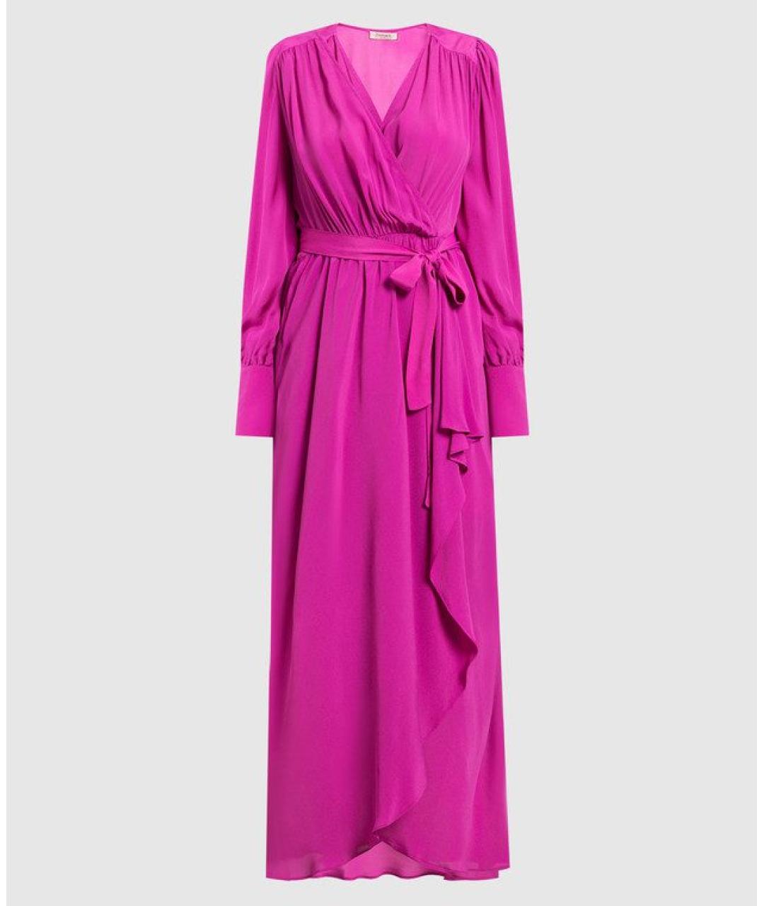 TWIN-SET Фуксия вискозное коктейльное платье, фото 5