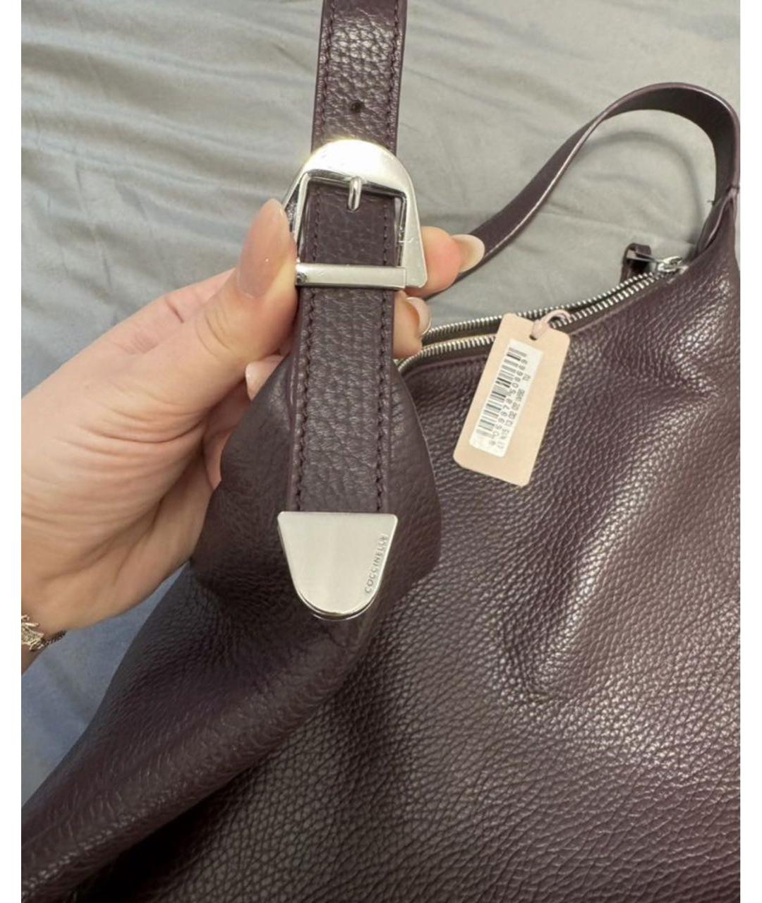 COCCINELLE Фиолетовая кожаная сумка с короткими ручками, фото 3