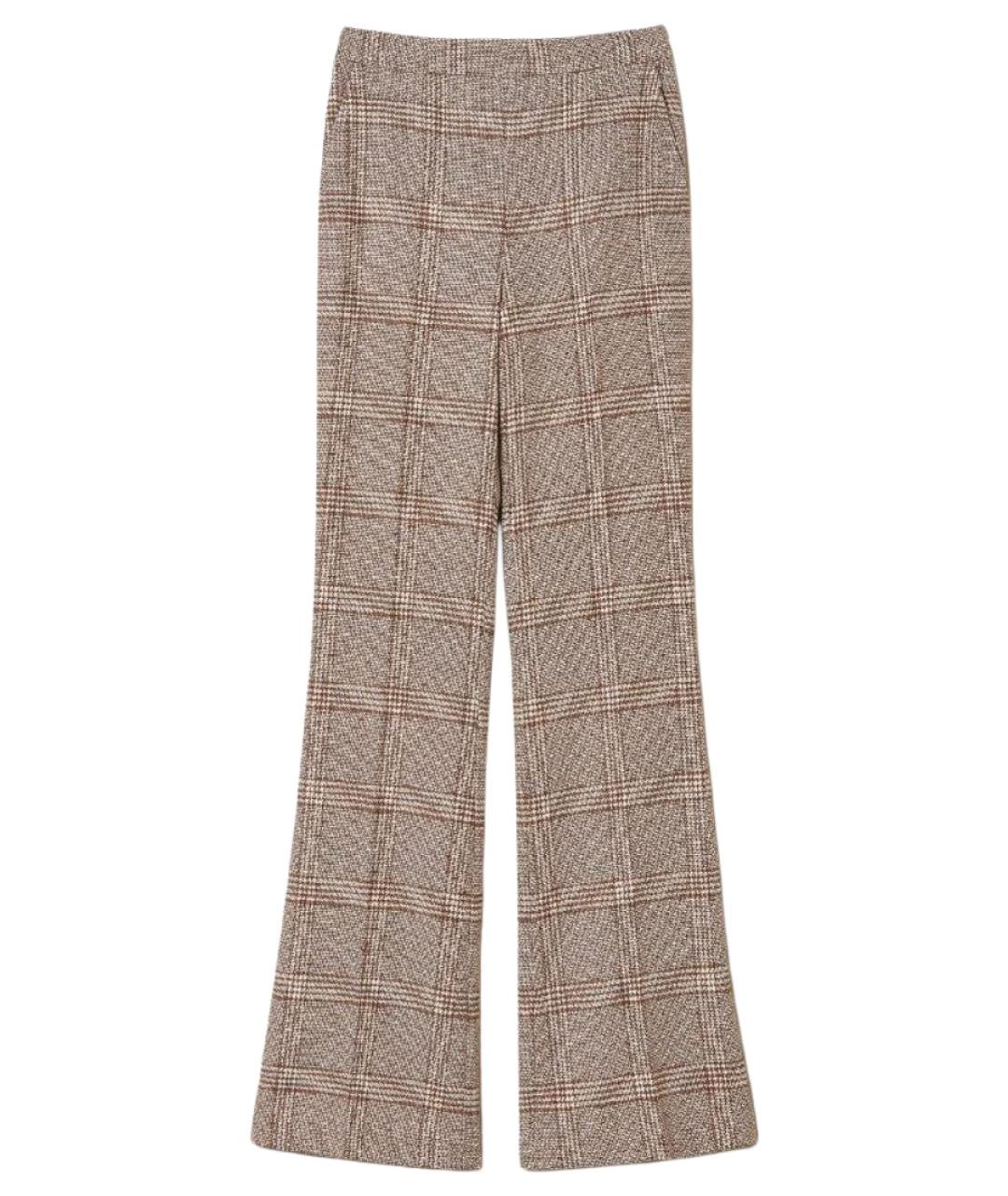 TWIN-SET Бежевые шерстяные брюки широкие, фото 1