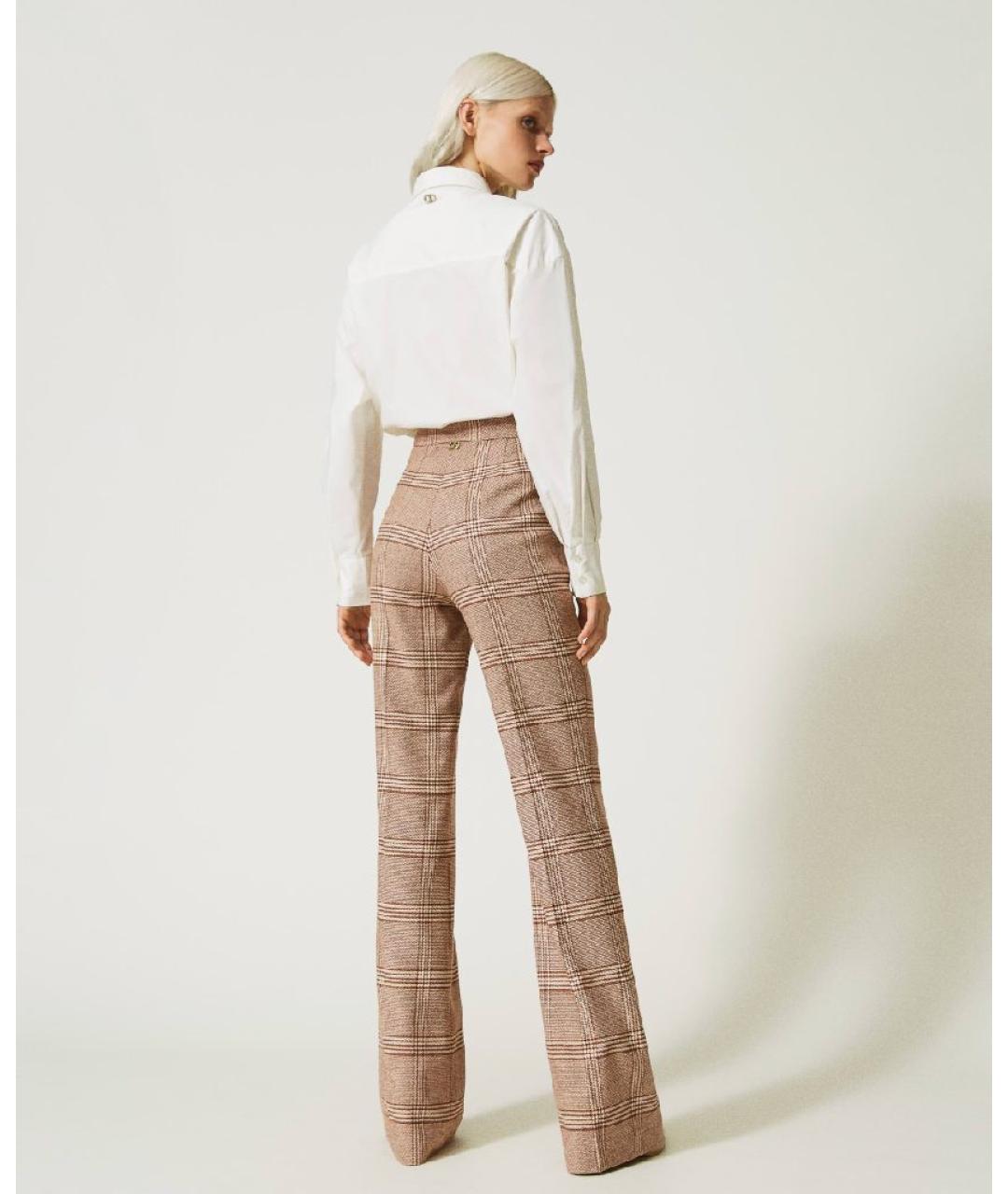 TWIN-SET Бежевые шерстяные брюки широкие, фото 4