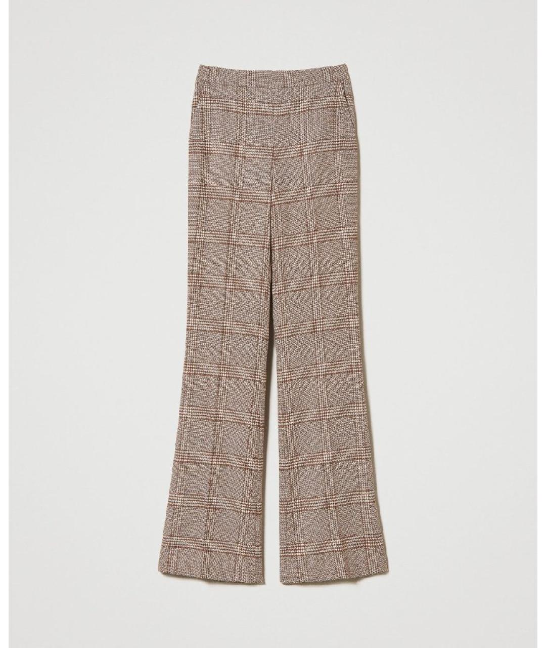 TWIN-SET Бежевые шерстяные брюки широкие, фото 6