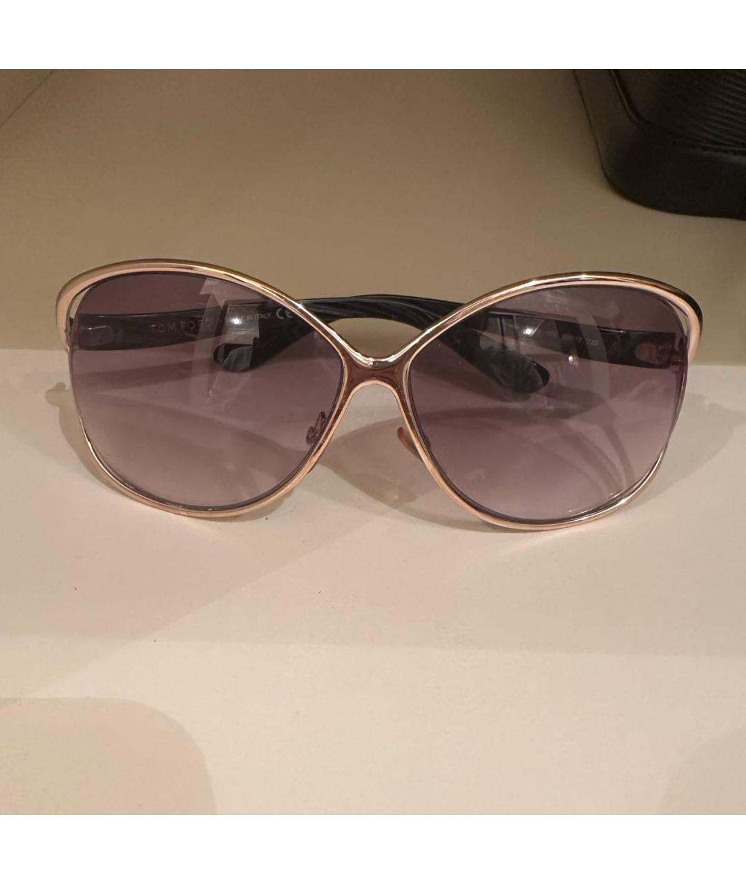 TOM FORD Золотые металлические солнцезащитные очки, фото 5