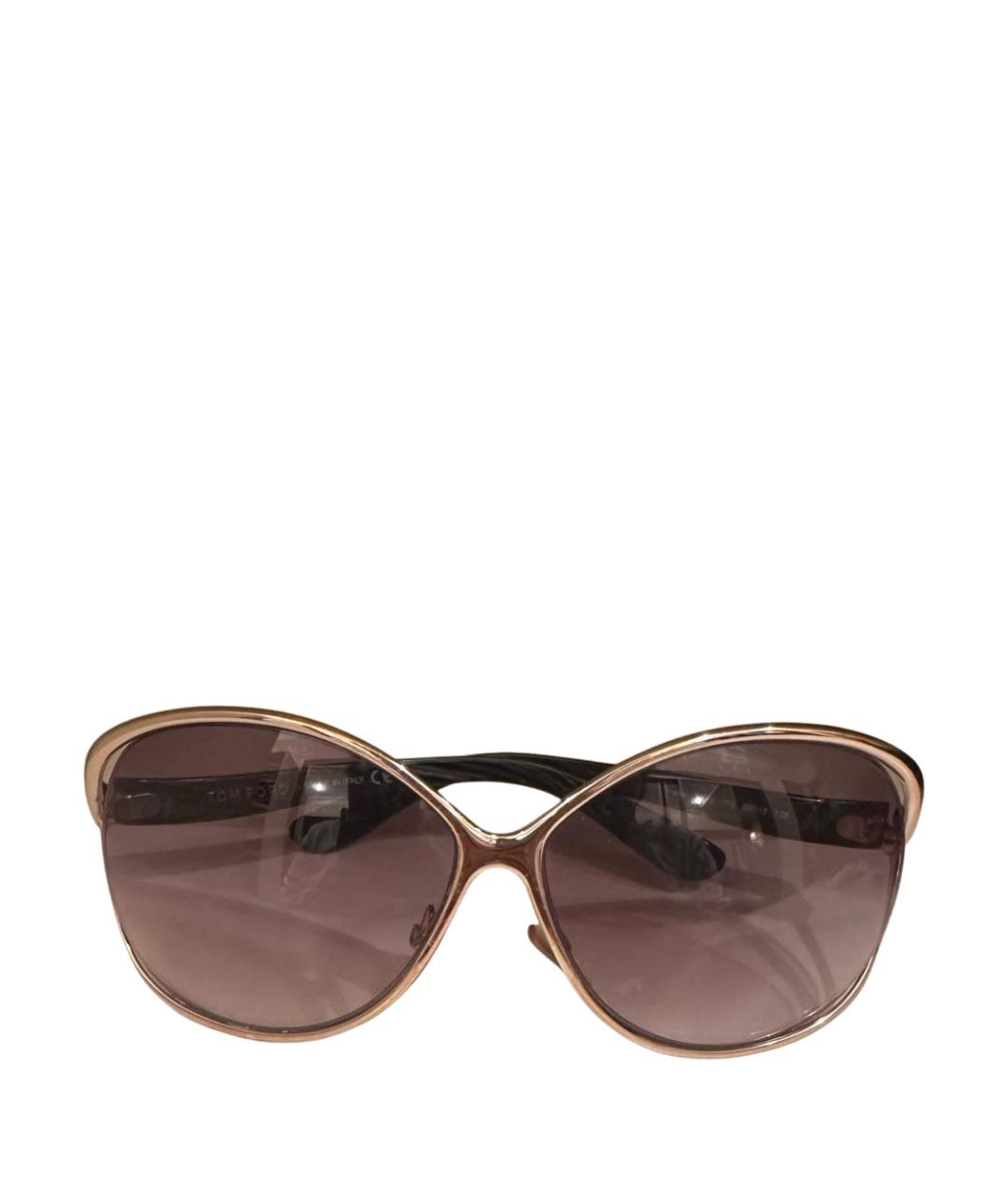 TOM FORD Золотые металлические солнцезащитные очки, фото 1