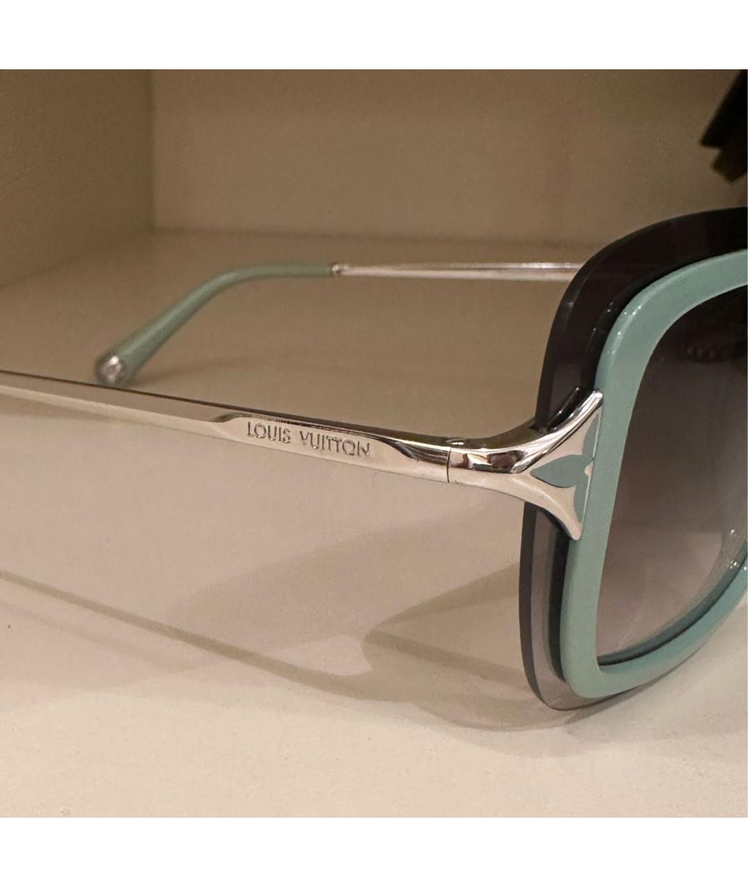 LOUIS VUITTON Бирюзовые пластиковые солнцезащитные очки, фото 3