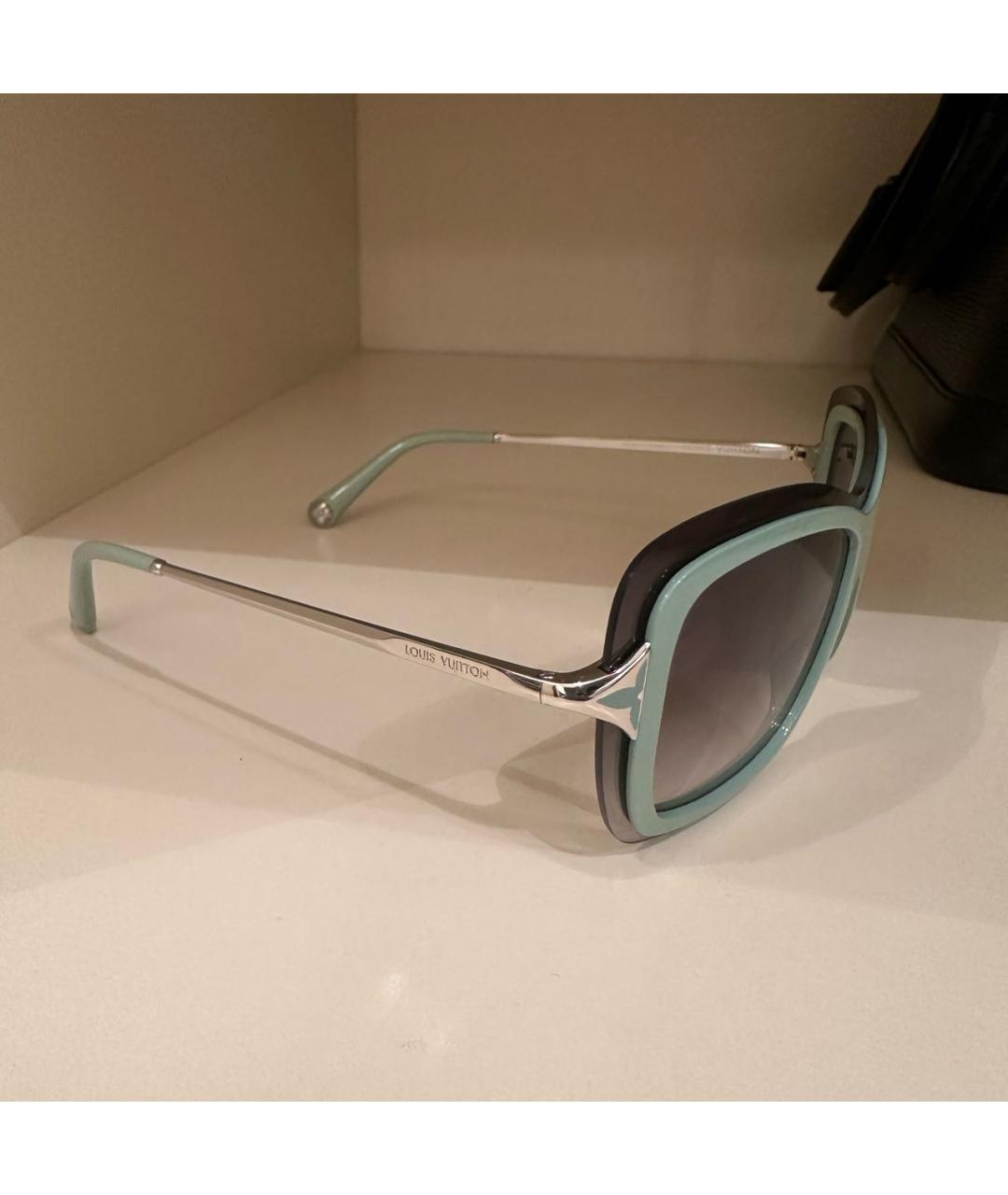LOUIS VUITTON Бирюзовые пластиковые солнцезащитные очки, фото 2