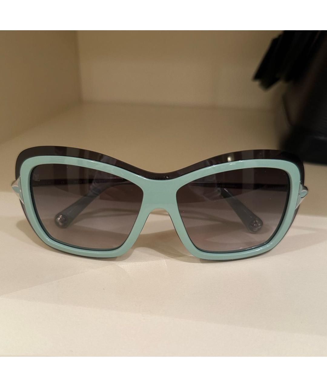 LOUIS VUITTON Бирюзовые пластиковые солнцезащитные очки, фото 5