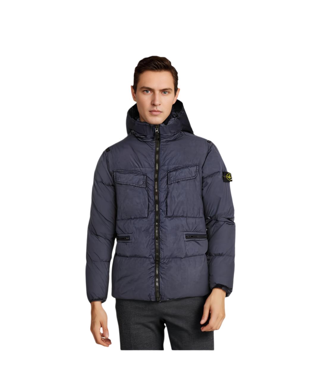 STONE ISLAND Синий пуховик, фото 3