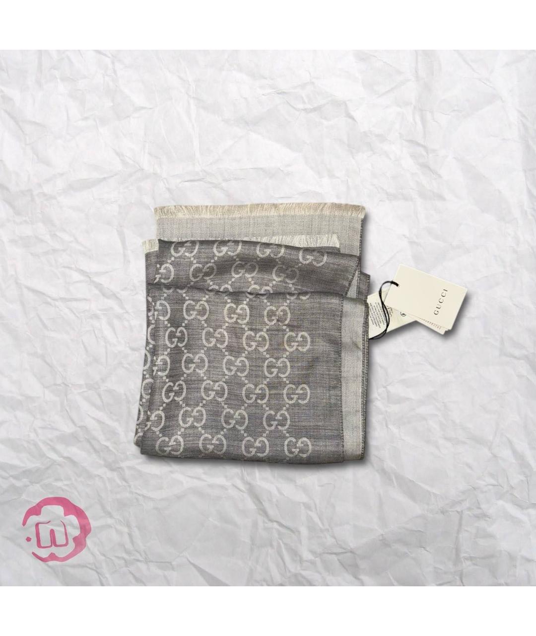 GUCCI Серый шарф, фото 3