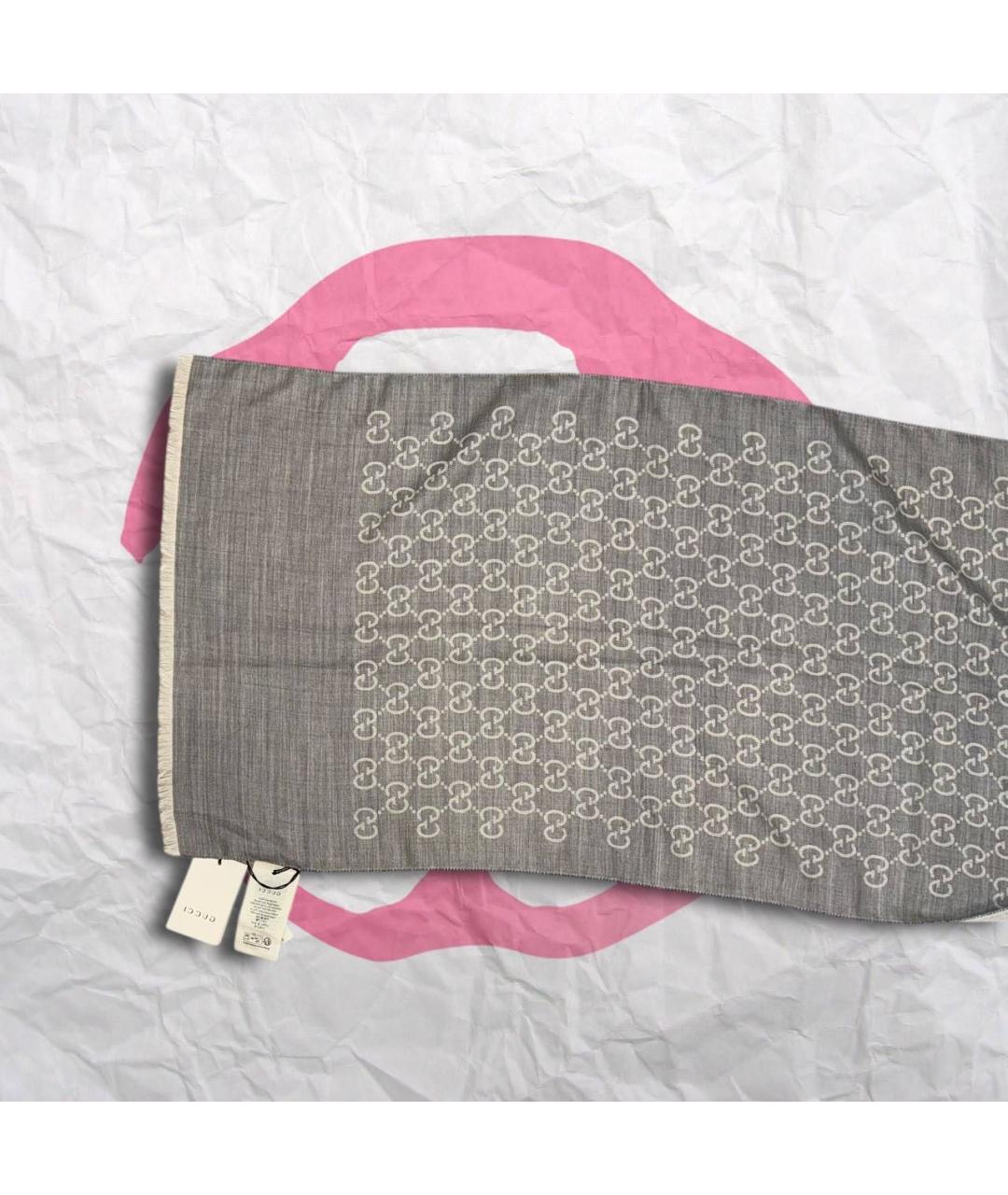 GUCCI Серый шарф, фото 2