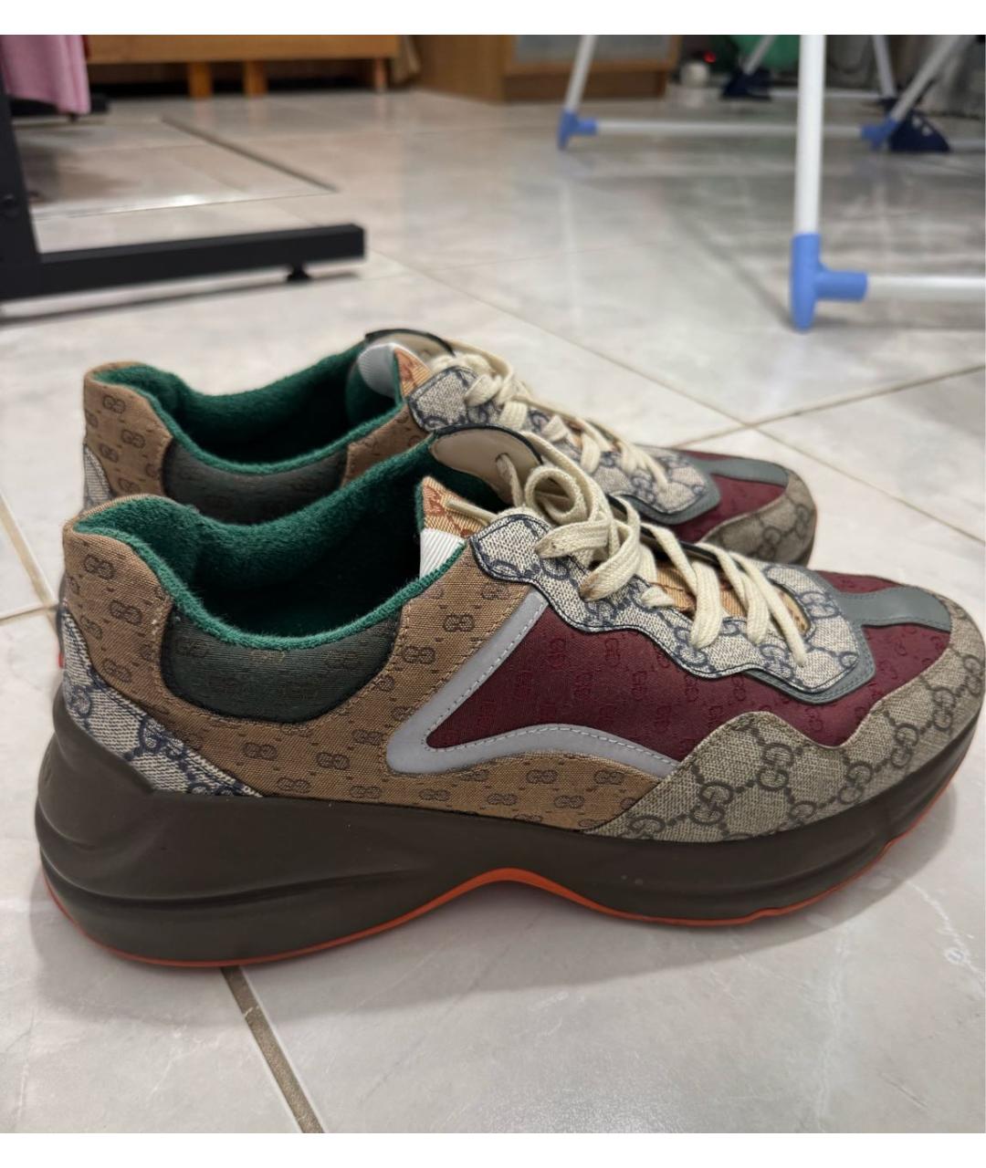 GUCCI Мульти текстильные высокие кроссовки / кеды, фото 5