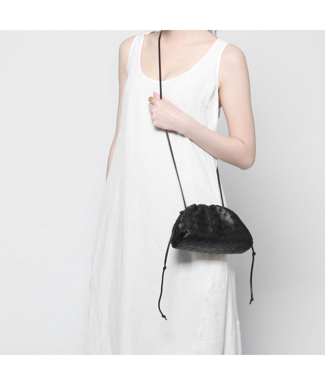 BOTTEGA VENETA Черная кожаная сумка через плечо, фото 6