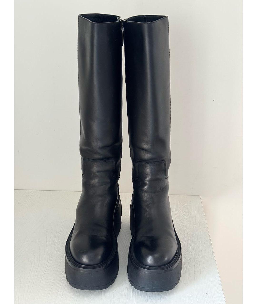 VALENTINO Черные кожаные сапоги, фото 2