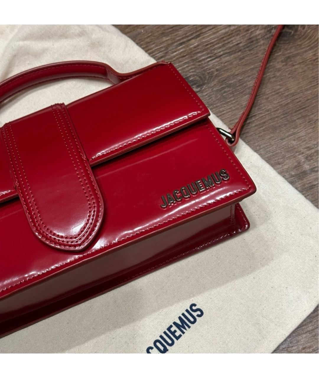 JACQUEMUS Красная кожаная сумка через плечо, фото 6
