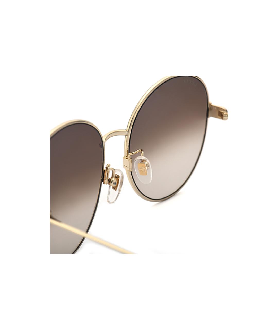 GUCCI Золотые металлические солнцезащитные очки, фото 4