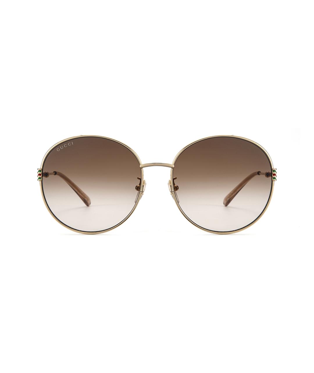 GUCCI Золотые металлические солнцезащитные очки, фото 1