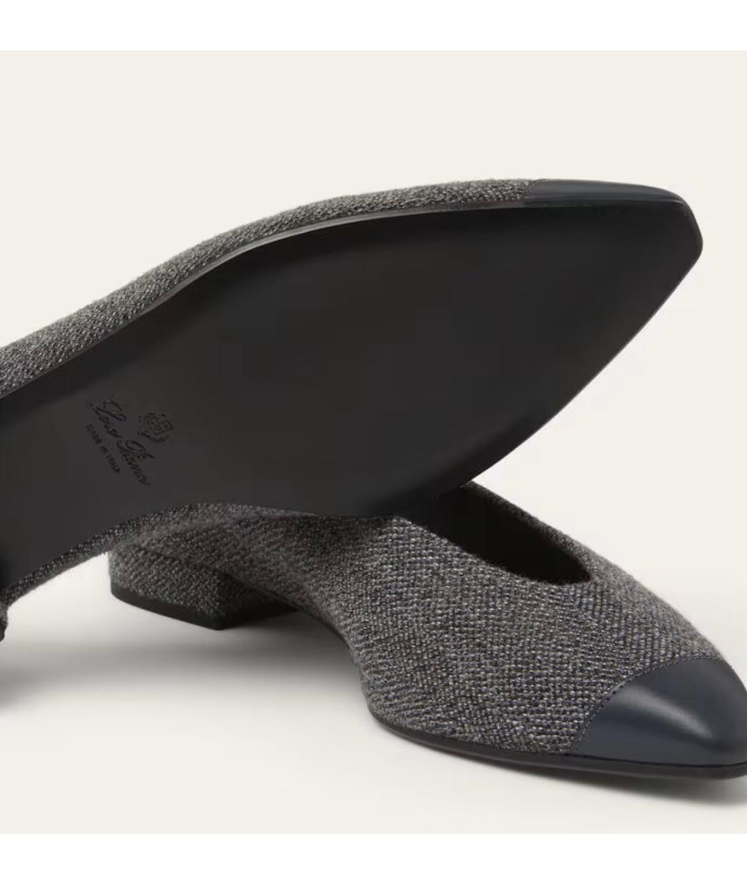 LORO PIANA Темно-синие замшевые балетки, фото 5